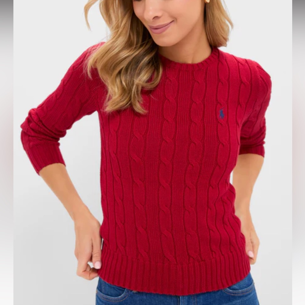 POLO Ralph Lauren Women's Red Cable Knit Sweater